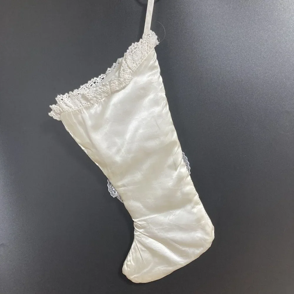 Christmas Stocking Shabby Chic White Vintage‎ Lace Handmade 20